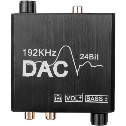 Digital to Analog Converter 192kHz DAC Bass Control Coaxial SPDIF Toslink to Analog Stereo L/R RCA 3.5mm Jack Audio Adapter