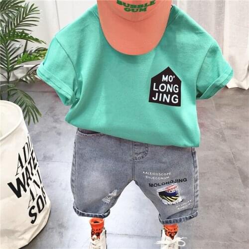 Childrens Boys Cotton T Shirt 2020 Summer New Baby Boys Casual Short Sleeve Letter Print T Shirt Kids Pullovers Top Tees 2-7Y