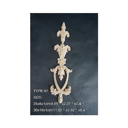 N1 -31x10x1cm Wood Carved Long Onlay Applique Unpainted Frame Door Decal Working carpenter Decoration