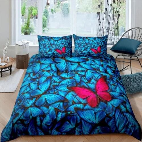 Butterfly Polyester Bedding Set 2-3pcs Colorful Abstract Pattern Printing Duvet/Comforter Cover Bedding Sets King Size for Girls