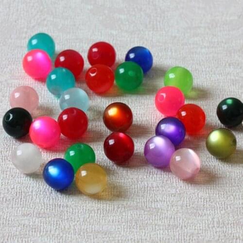 6/8mm 10mm 12mm Mixed Cats Eye Round Charm Resin Ball Colorful Beads Perforated For Fashion Jewelry Bracelet Making Women Gifts