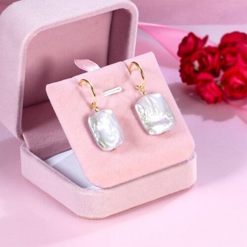 Liemjee Wholesale S925 Silver Rectangle Pearl Earrings Sweet Fashion Jewelry For Women Feature Namour Charm Gift All Seasons