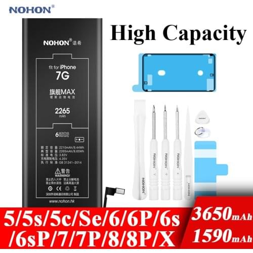 Nohon Battery For iPhone 5 5s 5c Se 6 6s 7 8 Plus 6P 6sP 7P 8P X 6Plus 6sPlus iPhoneX High Capacity Li-polymer Batteries + Tools