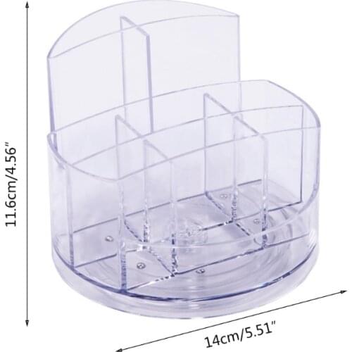 M17F Acrylic Pen Holder Rotatable Clear Pen Organizer Multi-grid Desktop Stationery Organizer Caddy for Office School Home