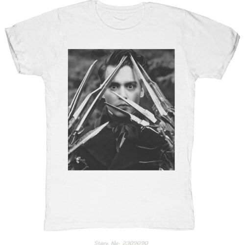 Men Cotton T-Shirt Blaze Man Edward Hands Of Scissors Gift Idea Colour Jurney Print T Shirt Classic Tshirt Cool Tees Harajuku