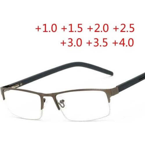 Men Women New Reading Glasses +1.0 +1.5 +2.0 +2.5 +3.0 +3.5 +4.0 Coating Metal Half Frame Magnifier Glasses
