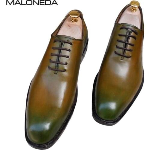 MALONEDA Handmade Mixed Color Mens Genuine Leather Oxfords Formal Dress Shoes With Goodyear Welted Bespoke EUR Size 37-47