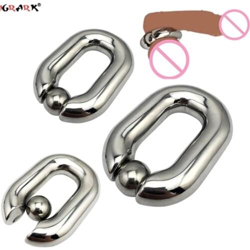 Stainless Steel Male Ball Stretcher Scrotum Belt Penis Cock Ring Cock Testis Restraint Cockring Extender Sex Toys for Men Adults