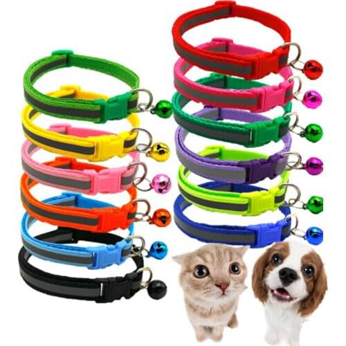 Nylon Reflective Pet Bell Collar Quick Release Adjustable Size for Kitten Small Dogs Pet Supplies