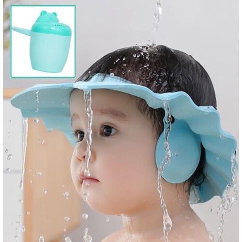 New Bathing Shower Cap Hat Kids Safe Shampoo Shower Bathing Bath Protect Soft Cap Hat For Baby Wash Hair Shield Bebes Children