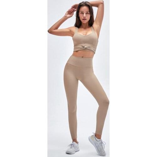 Spring And Summer New Tight Sports Yoga Suit Womens Fitness Quick-drying Hip Pants And Bra High Waist Running Trousers