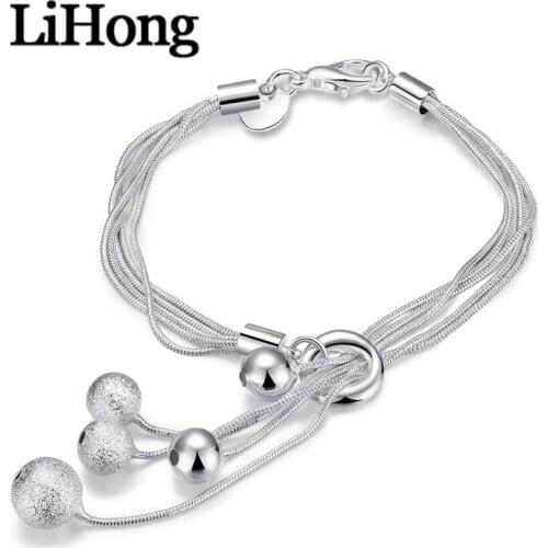 New Silver Bracelet £925 Five Snake Chain Soft Silver Bracelet Ladies Fashion Engagement Wedding Jewelry