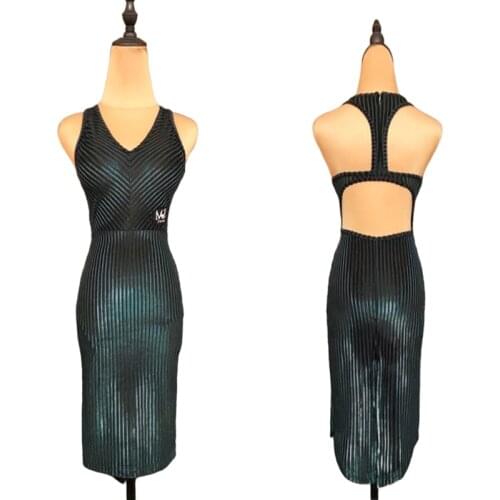 Green Latin Dance Dress Women Stage Costume Prom Dresses Designer Clothes Sleeveless Tap Dancewear Salsa Dancing Outfit JL2688