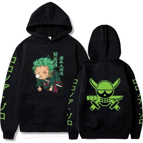 Hot Anime One Piece Roronoa Zoro Hoodies Sweatshirts Harajuku Long Sleeve Kawaii Pullover Tops