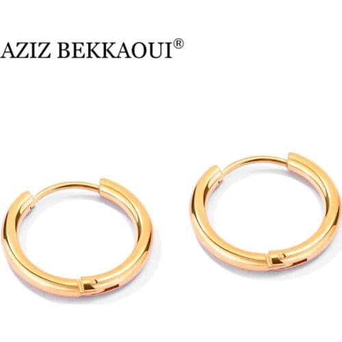 AZIZ BEKKAOUI Simple Style Real Stainless steel Round Hoop Earrings for Women Men Fashion Jewelry Lovely Gift Three Color