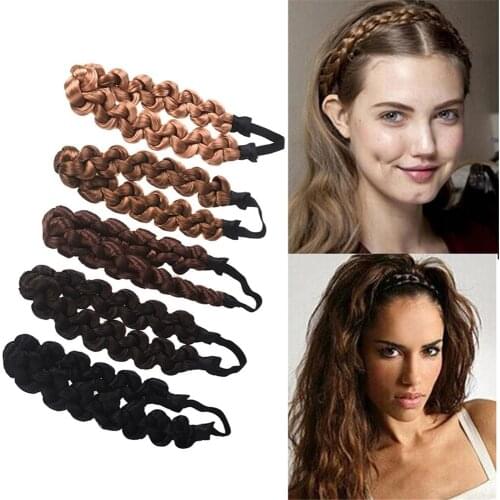 Synthetic Wig Twist Hair Bands Fashion Braids Hair Accessories Women Bohemian Plait Elastic Headband Stretch Bandana