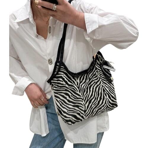Fashion Large Capacity Zebra Canvas Handbag Women Bag Luxury Shoulder Bag New Shopping Tote Bag Casual Travel Underarm bag