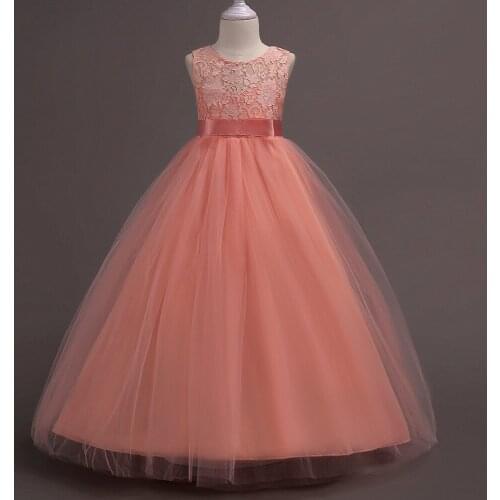 Wedding and Party Dresses Evening Christmas Girl long Costume Princess Children Kids Bridesmaid Lace Girls Dress Fancy For 2-14Y