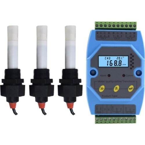 Three channels conductivity transmitter sensor replaceable electrode probe RS-485 MODBUS two or three dual or Triple channel