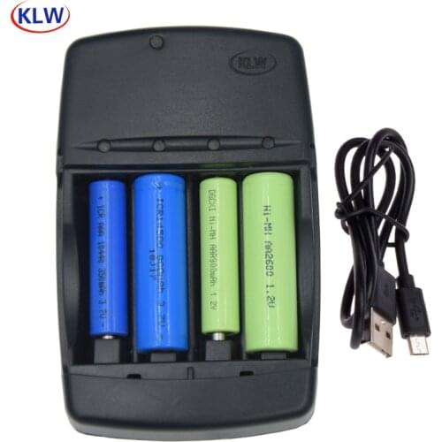 4 slot Smart USB Battery Charger for Rechargeable 1.2V AA AAA NiMh NiCd 3.7V 16340 14500 10440 10340 Li-ion Battery charger