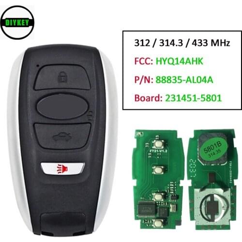 DIYKEY 231451-5801 Smart Remote Key FSK 312 / 314.3 / 433MHz for Subaru LEGACY OUTBACK WRX STI 2014 - 2018 Fob FCC: HYQ14AHK
