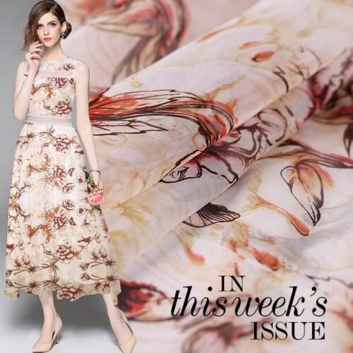 Spring/Summer 19 Silkworm Silk Ultra-Thin Chiffon Clothing Dress Fabric Thin tou hua Silk-Chiffon Silk Fabric