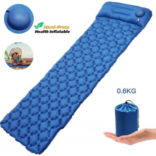 Built-in Pump Camping Sleeping Pad, Inflatable Camping Mat with Pillow Waterproof Compact Ultralight Hiking Pad Air Mattress