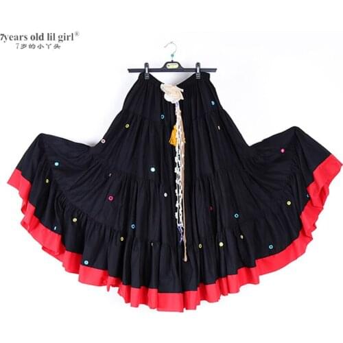 Tribal Belly Dance Skirts ATS Cotton 4Tiered 18Yards GypsyBelly With Border CWW07