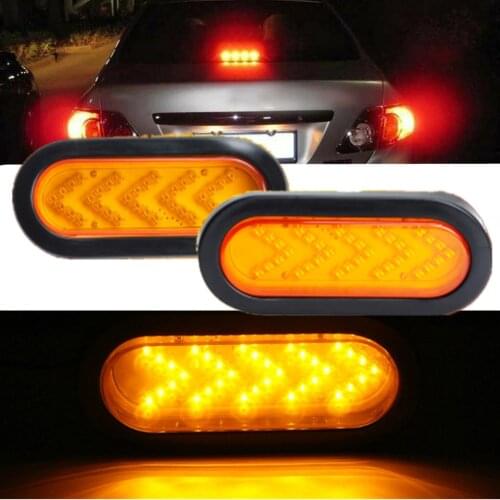 2pcs Car Tail Lights Arrows Style 35 LED Lamp Truck Trailer Amber Turning Signal Light Oval TailLight 6Inch 10-30V