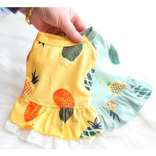Fruit Dress Pet Dog Clothes Fashion Clothing Dogs Super Small Costume Cute Soft Thin Chihuahua Print Summer Blue Girl Mascotas