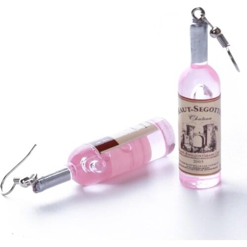 Creative Wine Bottle Pendant Dangle Earrings Fashion Woman Glass Cocktail Red Wine Earrings