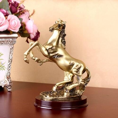 Golden Pentium auspicious Horse shouts resin ornaments decorations home decor business F-1B352