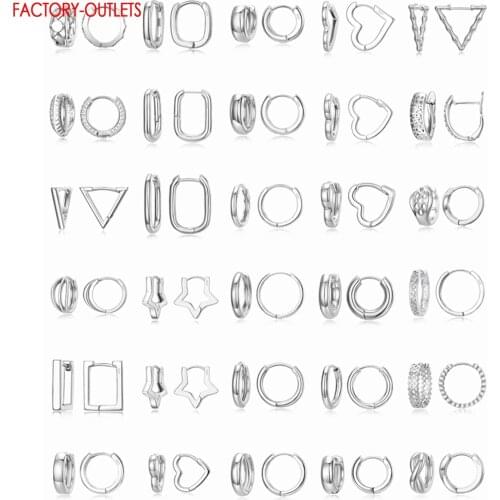 Charm Fashion 100% Real 925 Sterling Silver Simple Style Multiple Models Option Hoop Earrings For Women Sterling Silver Jewelry