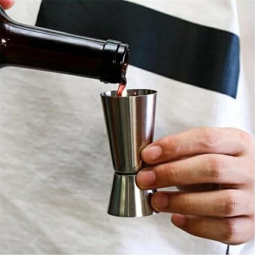 15/30ml Stainless Steel Cocktail Shaker Measure Cup Dual Shot Drink Spirit Measure Jigger Kitchen Gadgets Silver Gold Rose Gold