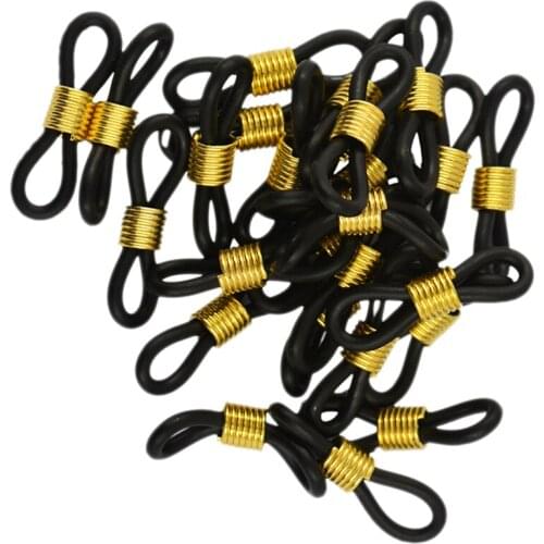 25pcs Black Rubber Eyeglass Glasses Spectacles Holder Chain Cord Holder Loop Ends 20mm