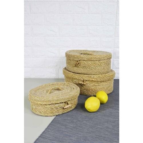 3'lü Basket With Lid Button