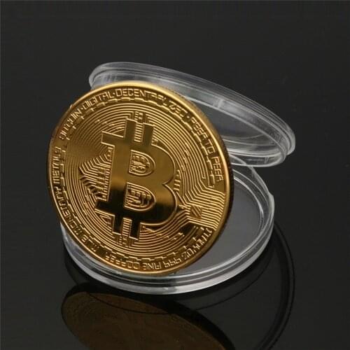 50pcs Gold Plated Bitcoin Bit Coin Commemorative Coins Casascius BTC Coin Art Collection Physical Gold Bit Coin Collectible Gift