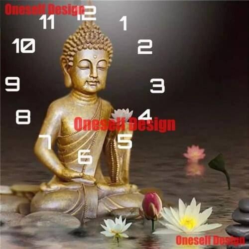 5d diamond painting clock Buddha diamond embroidery clock Buddha rhinestone pictures decoration home diamond art kit diy frame