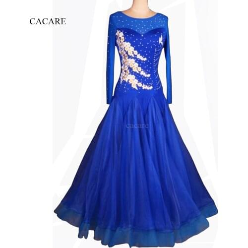 Ballroom Waltz Dress Dance Competition Dresses Standard Dancing Gown Clothes Women Tango Customize D0350 Mesh Sleeve Sheer Hem