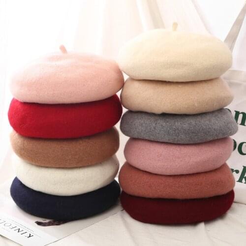 2019 autumn and winter new wild wool fashion beret ladies woolen casual painter hat