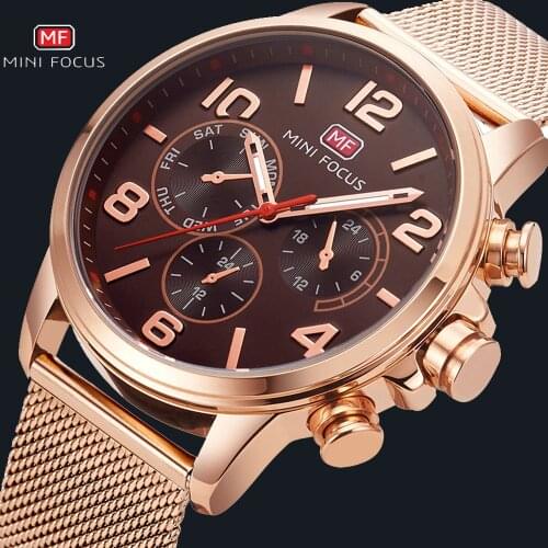 MINIFOCUS 2018 Top Brand Luxury Watch Men Quartz Clock Ultra Thin Mesh Strap 3D Sub-dials 6 Hands Fashion Wrist Watches for Man
