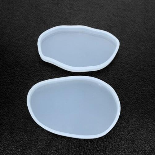 DIY Crystal Epoxy Resin Mold Silicone Mirror Irregular Ellipse Handmade Table Mold Mirror Pendant Coaster Mat Mold