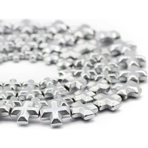Hematite Natural Stone Cross Jesus Silvers 6/8/10MM Spacer Loose Beads For Jewelry Making Handmade DIY Fashion Bracelet Necklace