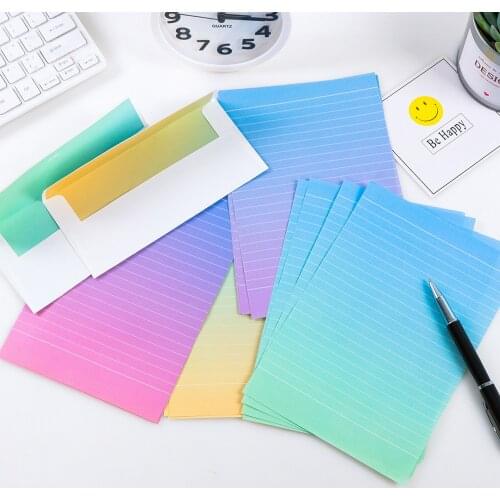Gradient Envelopes 4 Sheet Letter Paper+ 2 Pcs Envelopes Multifunction Writing Paper Letter For Kids Student School Supplies
