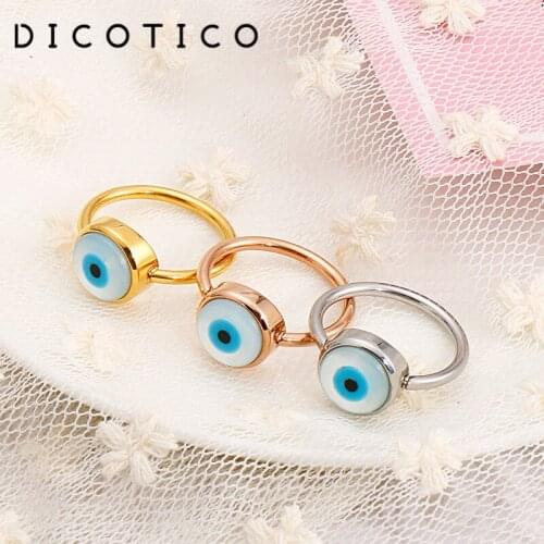 Dicotico Creative Round Shell Rings For Women Tri-color Stainless Steel Wedding Bands Mujer Anillos Rings Jewelry