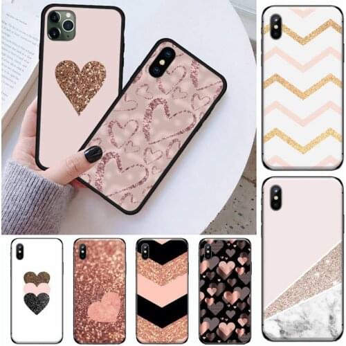 Love Heart Gold Rose Marble Stripes Phone Case for iPhone 11 12 mini pro XS MAX 8 7 6 6S Plus X 5S SE 2020 XR