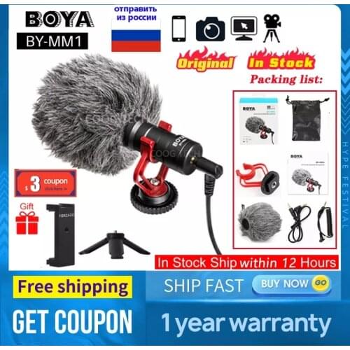 BOYA BY-MM1 Microphone On-Camera Video Recording Mic Microfone for Xiaomi DJI Osmo Pocket DSLR Camera Sony iPhone