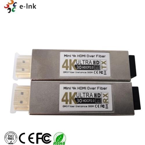 Mini 4K2K HDMI to fiber optic converter and extender for sending uncompressed HDMI signal up to 984ft (300M) over low cost fiber
