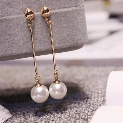 Fashion Pearl Fringed Drop Earrings Charm Female Gold Earrings Jewelry Accessories