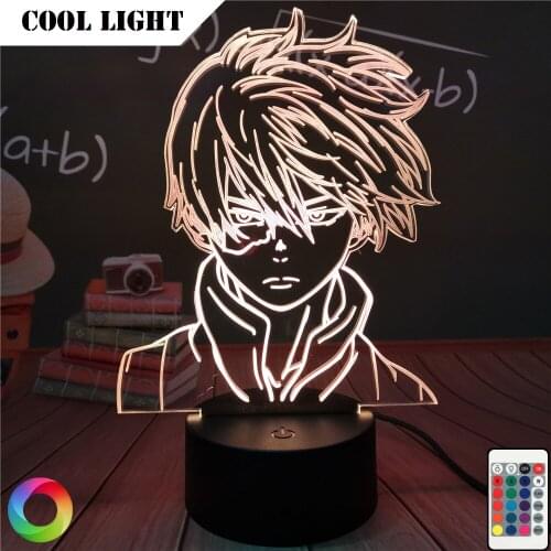 My Hero Academia Anime Shoto Todoroki Face Design Led Night Light Lamp for Kids Child Boys Bedroom Decor Acrylic Table Lamp Gift